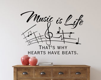 Music is Life Wall Decal – Music Lover Gift P106