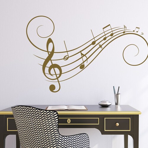 Wall Vinyl Decal Tree With Branches Hanging Music Notes Modern Etsy