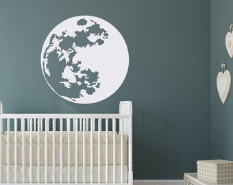 Silver Moon Wall Decal: Metallic Space Decor P203