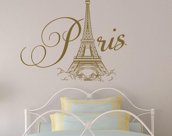 Eiffel Tower Wall Decal: Paris Bedroom Decor, France Vinyl Sticker P57