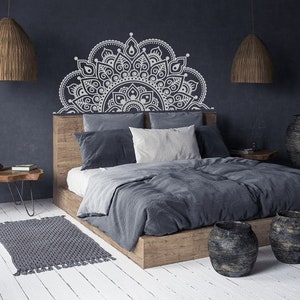 Halbes Mandala Kopfteil Wandtattoo - Halbes Mandala Autofenster Laptop Aufkleber Zen Decor - Lotus Flower Mandala Vinyl Aufkleber Schlafzimmer Home Decor 172