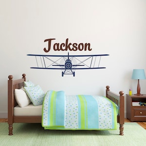 Personalized Airplane Wall Decal: Boys Nursery Decor P7