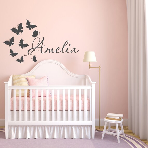 name wall decals with butterflies