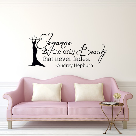 Audrey Hepburn Wall Decal Quote Elegance Is The Only Beauty Etsy