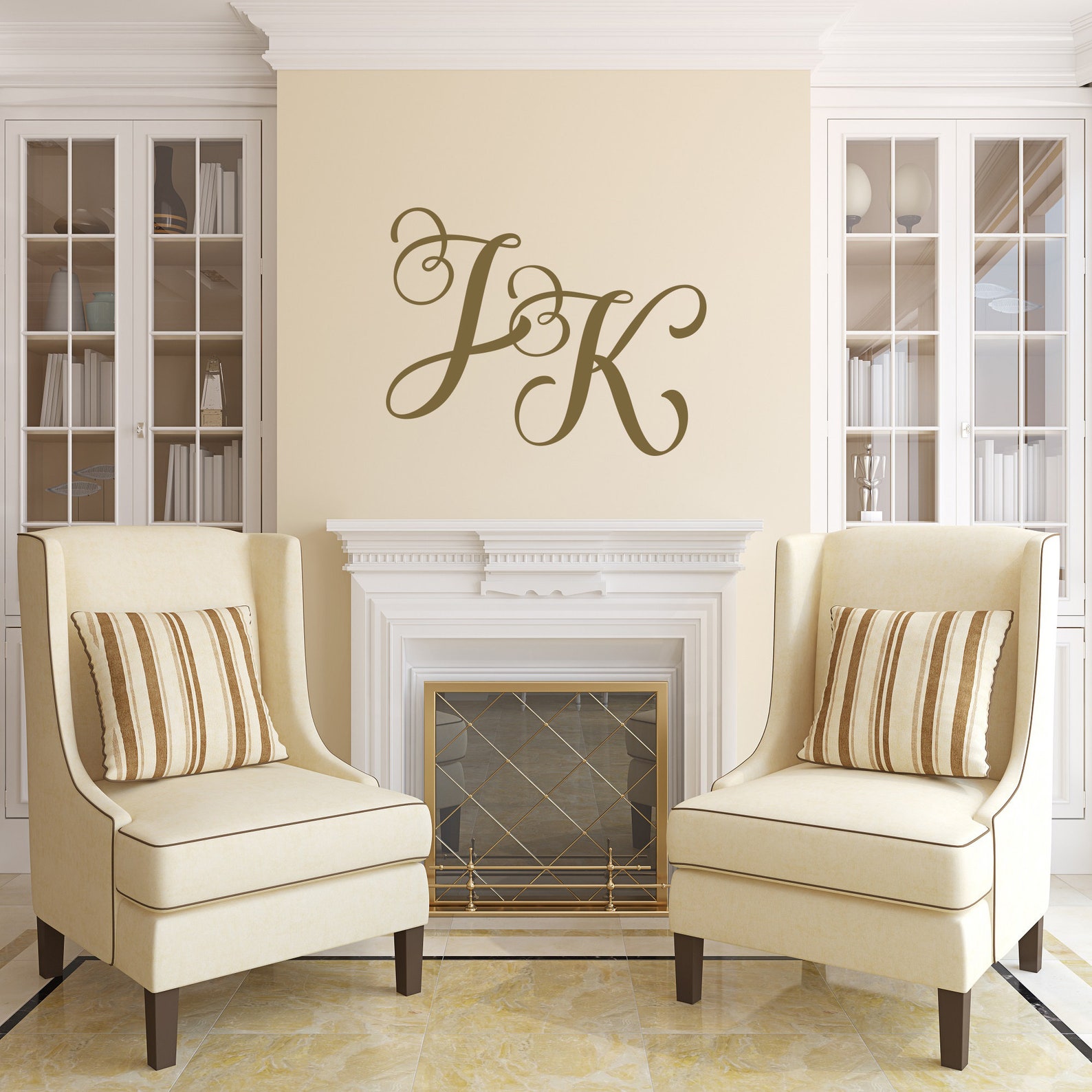 Initial Letters Wall Decal 2 Letter Monogram Decal Monogram Etsy