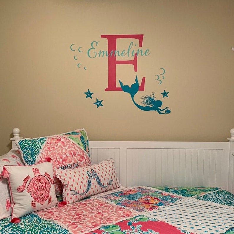 Mermaid Name Wall Decal Wall Decal Kids Nursery Wall Decal Etsy