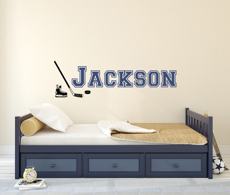 Personalized Hockey Wall Decal Custom Name With Hockey Skates Etsy