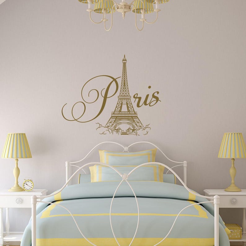 Eiffel Tower Wall Decal: Paris Bedroom Decor, France Vinyl Sticker P57 image 1