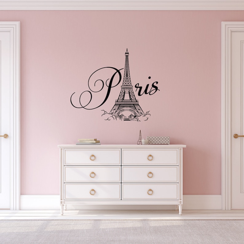 Paris Wall Decal Sticker Vinyl Lettering Paris Bedroom Decor Etsy