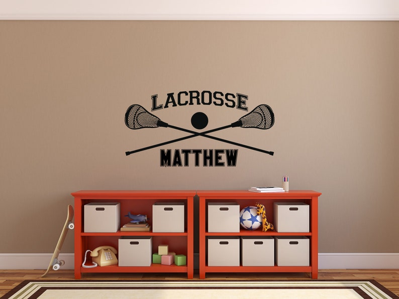 Lacrosse Wall Decal With Personalized Name Lacrosse Boys Etsy
