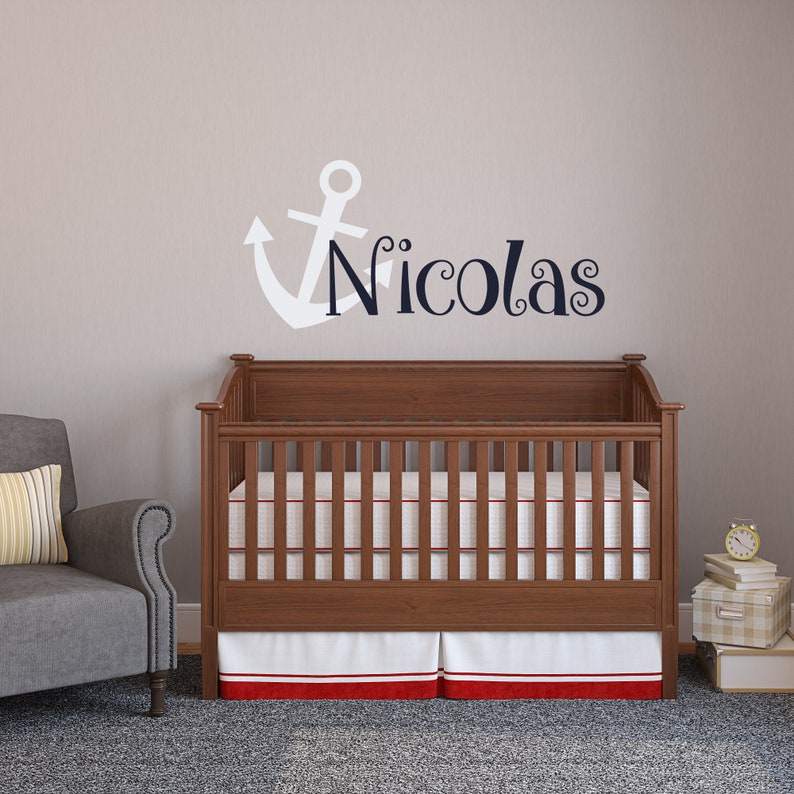 Personalized Anchor Name Wall Decal Boy Anchor Nursery Wall Etsy