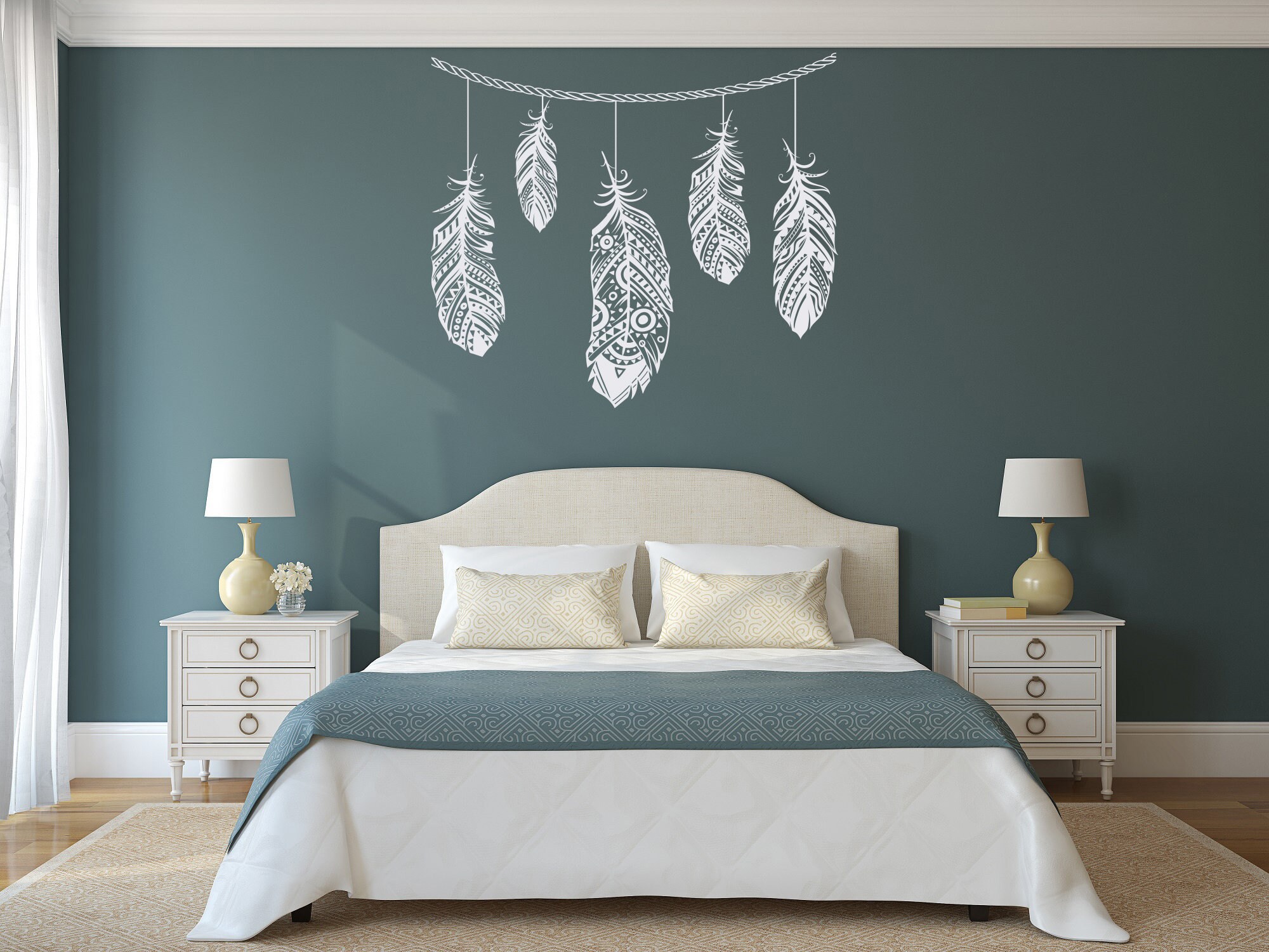 Feather Wall Decal Feather Wall Decor Bohemian Boho Bedroom Etsy UK