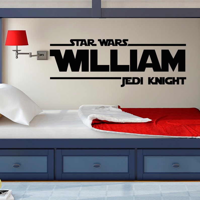 Star Wars Wall Decal Boys Name Decals Jedi Knight Boy Kids Bedroom Decor 074