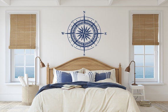 Compass Rose Decal: Nautical Coastal Wall Decor P120