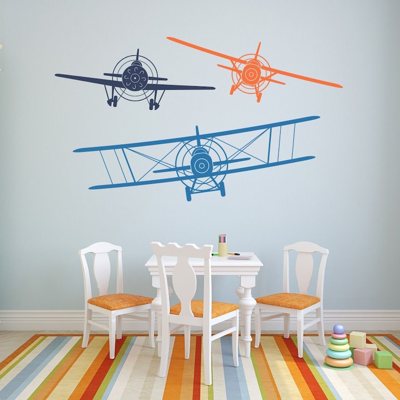 Set of 3 Airplanes Wall Decal Aviation Wall Decals Stickers Etsy