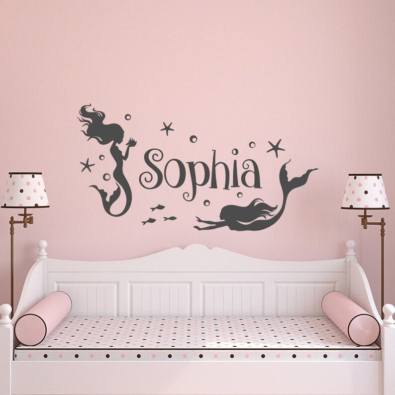 girl wall decal name mermaid wall decal girls room | etsy