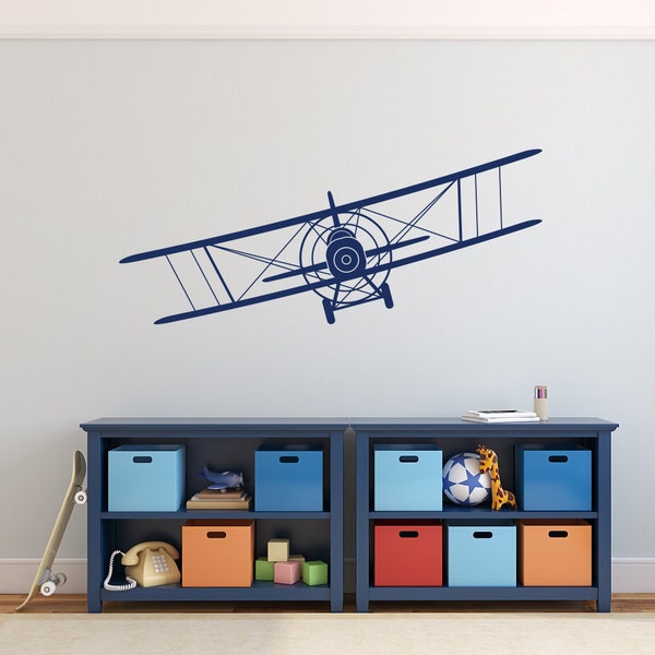 Biplane Wall Decal: Boys Nursery Airplane Decor P40