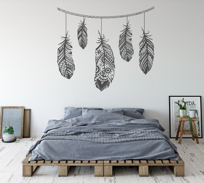 Feather Wall Decal Bohemian Bedroom Decor Master Bedroom Etsy