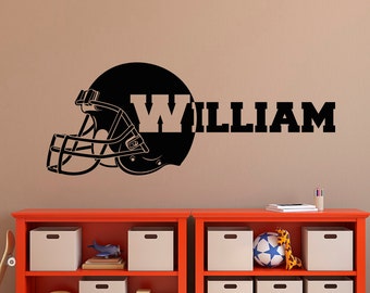 Personalized Football Helmet Wall Decal - Boy's Name Sports Decor P90