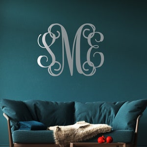 Monogram Wall Decal Sticker, Initial Monogram Wall Decor, Bedroom Wall Decal, Vinyl Monogram Wall Decal, Personalized Letters Wall Decor 214