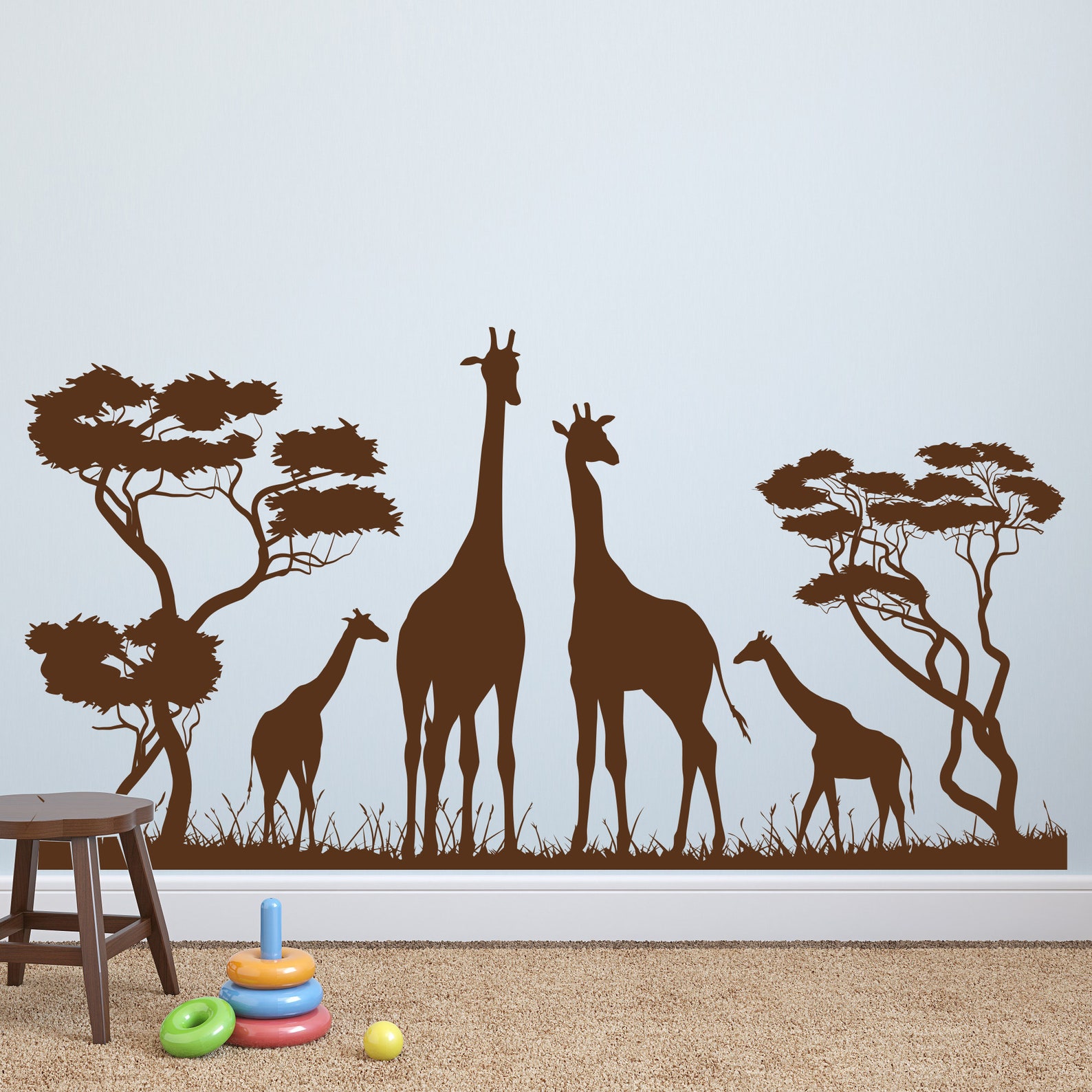 Safari Animals Wall Decal Giraffes Wall Decal African Safari - Etsy