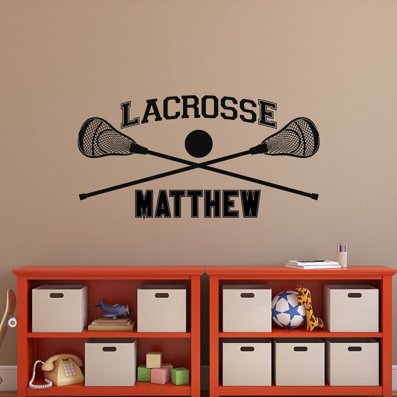Lacrosse Wall Decal With Personalized Name Boys Decals Sports Teens Room Decor 095