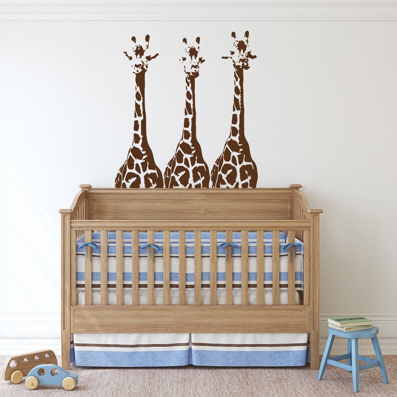 Nursery Giraffe Wall Decal Set of 3 Giraffes Wall Sticker Etsy