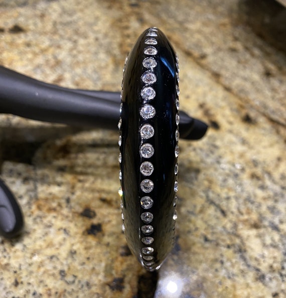 Mid Century Black Plastic Bangle Bracelet  with 3… - image 5