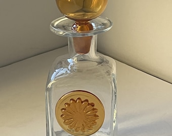 Rainbow Glass Co. Decanter, Honey Amber Stopper, MCM Barware