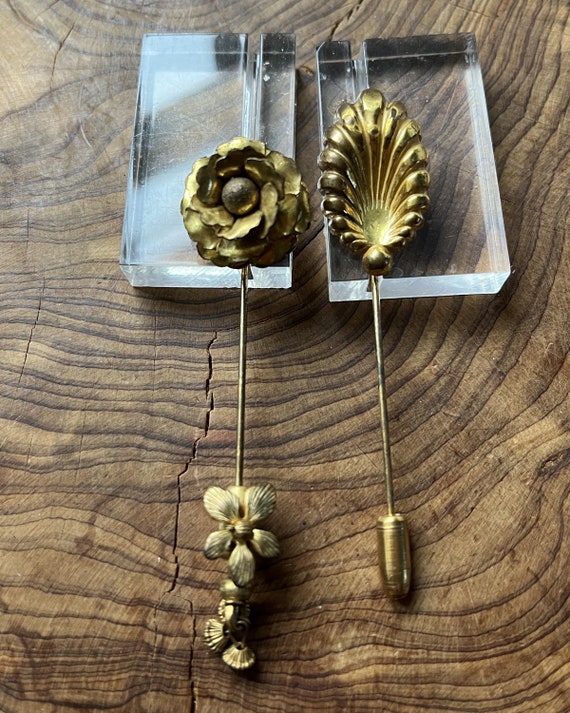 Miriam Haskell 2 Stick Pins, Bundle, Vintage Russ… - image 1
