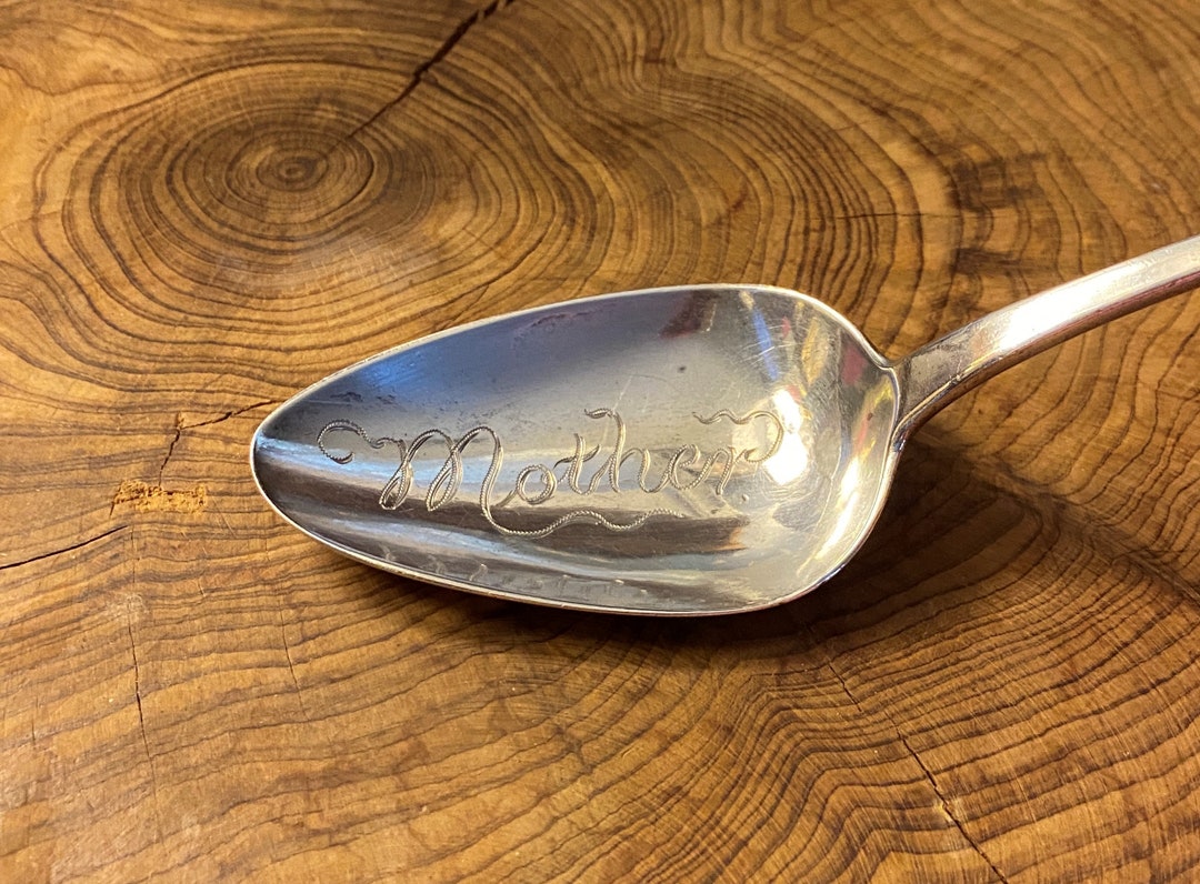 Antique Colonial American Coin Silver Tablespoon Serving Spoon Mother