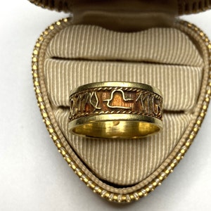 Rare Zodiac 18K Gold Band Ring Georgian English Size 7.5, Antique Vintage Yellow Gold  #828