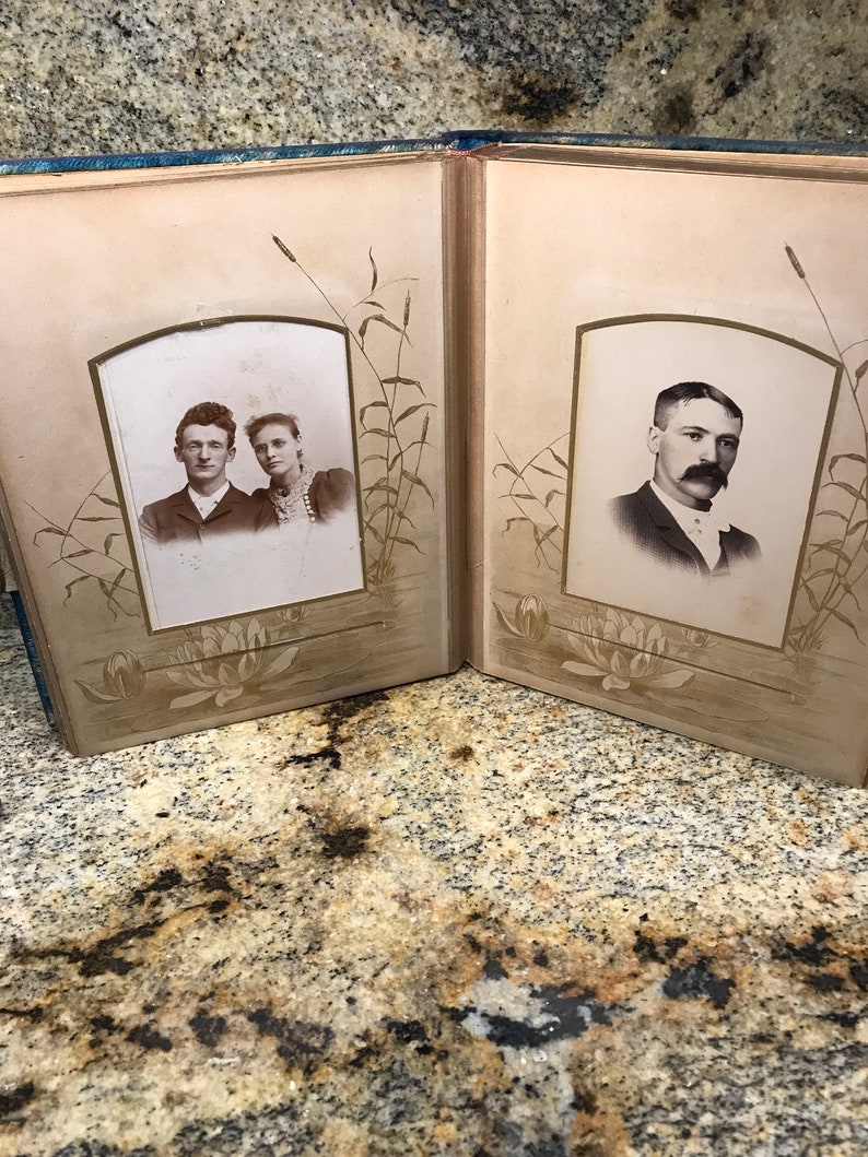 Stunning Molded Celluloid Photo Photograph Album 1890/'s with Pictures Art Noveau #390