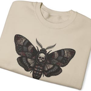 ドクロ蛾パッチワークスウェットシャツ | ゴシック スカルモス クルーネック