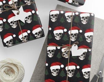 Santa Skulls Christmas Wrapping Paper: Gothic Heavy Metal Xmas Gift Wrap