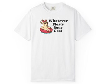 Camiseta River Float: Diseño de cabra divertida con lazo coqueto