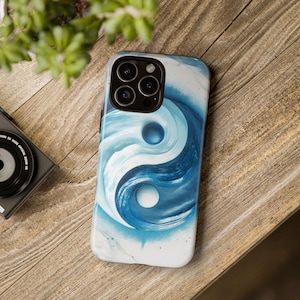 Water Waves Yin Yang Marble iPhone Case: Protective Dual Layer