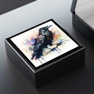 Raven Painting Jewelry Box: Avian Keepsake Casket