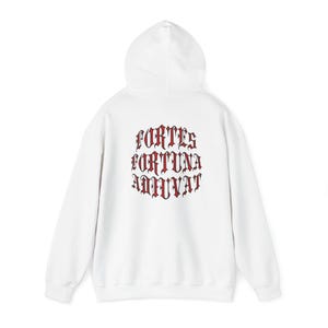 Fortes Fortuna Adiuvat Hoodie, Latin for &quot;Fortune Favors the Bold&quot; Pullover, Heavy Blend Sweatshirt