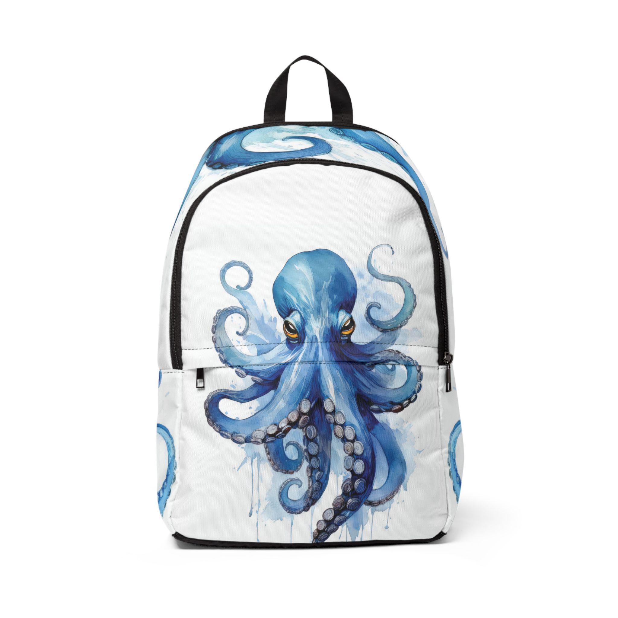 Blue and Black Min and Mon backpack with Octopus toggle Octotwins Charm - Black – Min & Mon main image 4