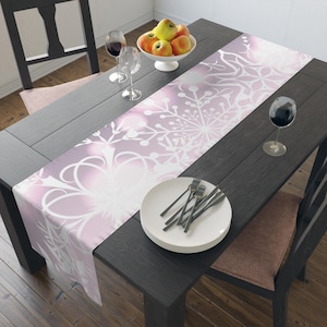 White Snowflake Christmas Table Runner: Holiday Dining Decor