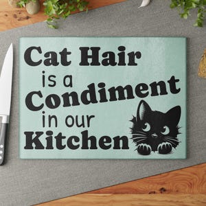 Funny Cat Hair Glass Cutting Board: Quirky Kitchen Decor