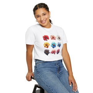 Botanischer Garten Blumen T-Shirt, Mohnblumen Farbe Pop, Florales T-Shirt, Naturliebhaber Shirt, Frühlingsmode Top, Pflanzenliebhaber Bekleidung