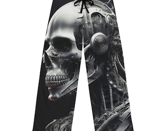 Cybernetic Skull Pajama Pants: Men's Halloween Lounge Sleepwear