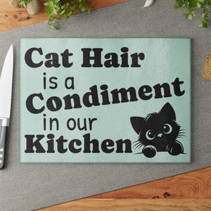 Funny Cat Hair Glass Cutting Board: Quirky Kitchen Decor