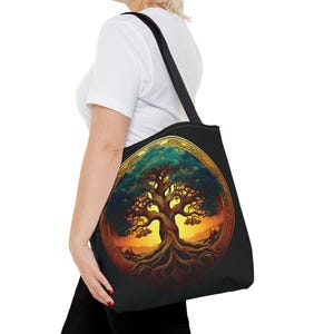 Tree of Life Fantasy Art tote bag, Nature Scene Bag, Celtic Gifts, 3 Sizes, Reusable Shopping bag, Cool gifts, Gifts for Mom, Gifts for Dad