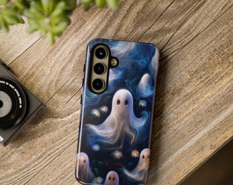 Spooky Ghosts & Flowers Samsung Galaxy Case: Halloween Phone Cover