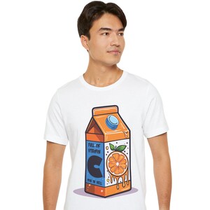 Pełen witaminy C Ty w piekle, OJ Carton Unisex T-shirt, Sarkastyczna naklejka, Naklejka na laptopa, butelkę z wodą, telefon, dziennik, planer