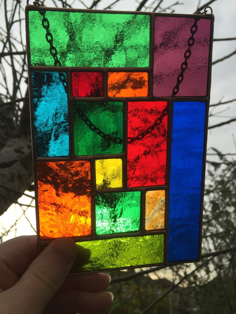 Buy Stained Glass Panel Copper Suncatcher Multi Coloured Online in