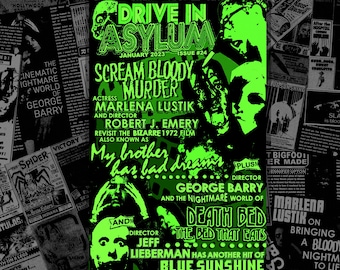 DRIVE-IN ASYLUM -- Issue #24 -- January 2023 -- Scream Bloody Murder, Death Bed: The Bed That Eats, Blue Sunshine